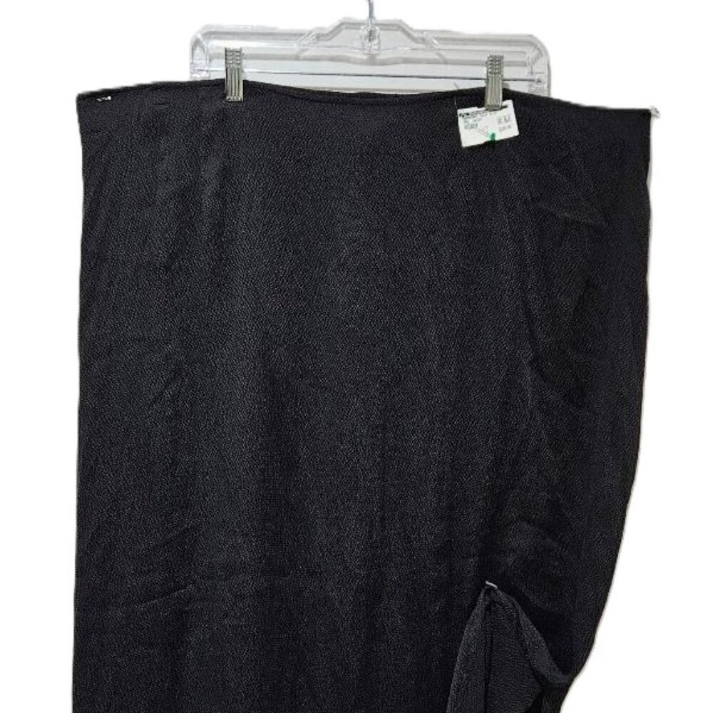 New CITRON BLACK HAMMERED SILK FLOWY MAXI ELASTIC WAIST SKIRT  4X